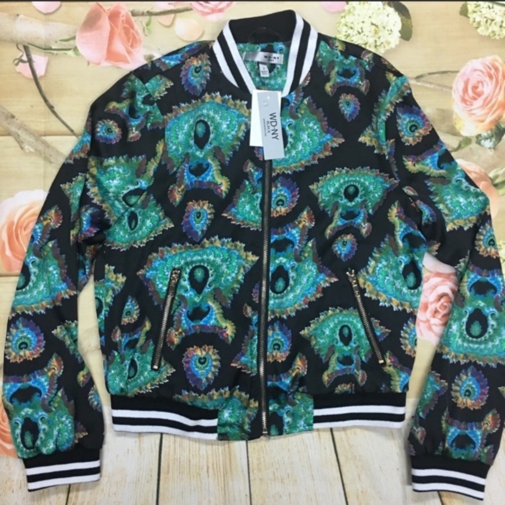 🚨WDNY Women's Paisley Bomber Jacket NWT - Picture 3 of 6